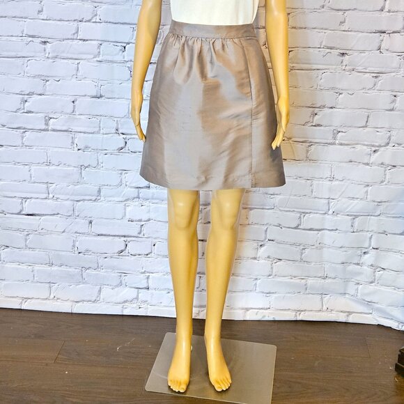 ANN TAYLOR - the Loft, Gray/silver 100% silk skirt - Picture 3 of 8